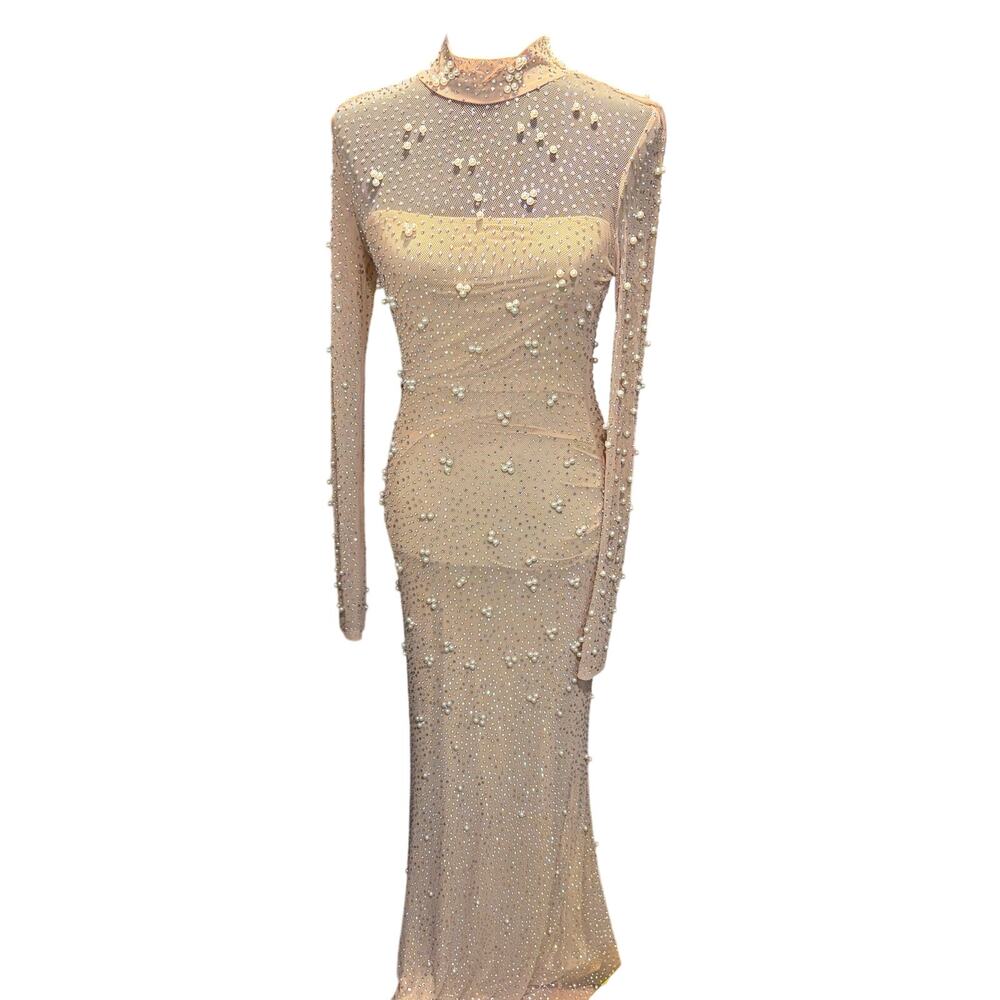 Brand New Fashion Nova Womens XL Anastasia Brooke Embellished Bodycon Maxi Dress